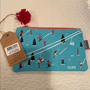 Alex Foster Skiers Mini Zip Canvas Pouch
